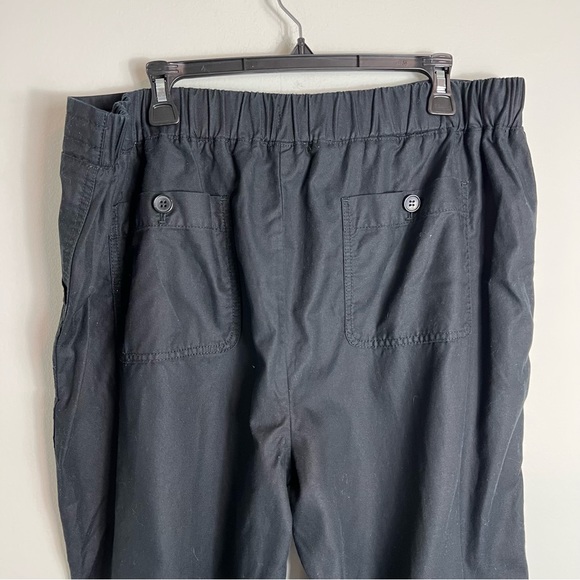 Talbots Elastic Drawstring Waist Cropped Pants-Cotton Blend-Black-Size 18 - Picture 8 of 10